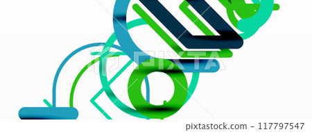 Abstract background. Circles and colorful round shape lines. Linear geometric minimal design Abstract background. Circles and colorful round shape lines. Linear geometric minimal design 117797547