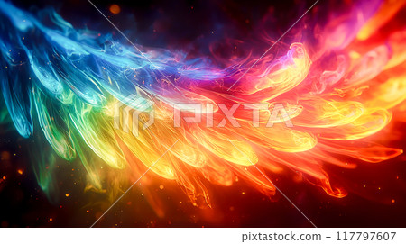 A fantastic image of rainbow-colored wings of fire 117797607