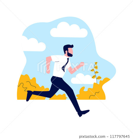 Employee Businessman Man Running Fast Go to Work with Park Background 117797645