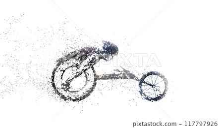 Pointillism style silhouette of a wheelchair runner 117797926