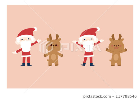 Santa and reindeer illustration set 117798546