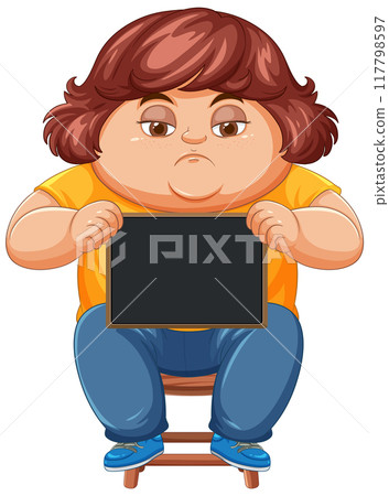 Child Holding Blank Chalkboard 117798597