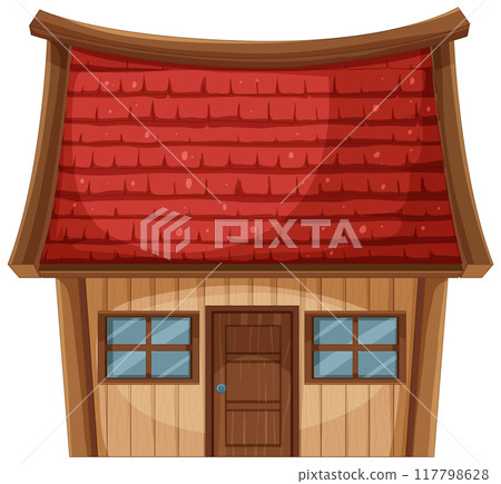 Charming Wooden House with Red Roof 117798628