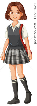 Schoolgirl in Uniform with Backpack Schoolgirl in Uniform with Backpack 117798629
