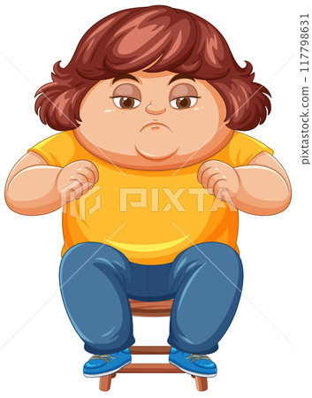 Determined Child Sitting on Stool Determined Child Sitting on Stool 117798631