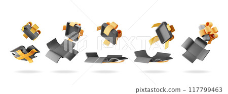 3D open gift box set isolated 117799463
