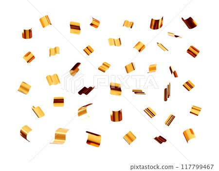 3D party gold confetti set isolated on white 117799467