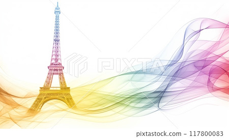 Eiffel Tower with Colorful Abstract Lines. High quality photo 117800083