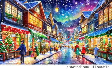 Illuminated shopping street 01 117800516