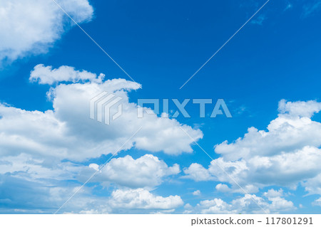 beautiful airatmosphere bright blue sky background abstract clear texture with white clouds. 117801291