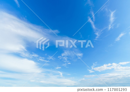 beautiful airatmosphere bright blue sky background abstract clear texture with white clouds. 117801293