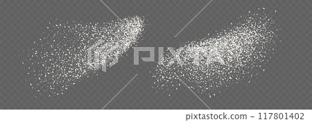 Coconut flakes, flying grated and desiccated coconut powder, dry scattered coco texture Coconut flakes, flying grated and desiccated coconut powder, dry scattered coco texture 117801402