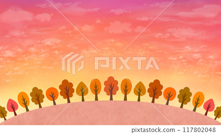 Autumn landscape, sunset and trees, 16:9 Autumn landscape, sunset and trees, 16:9 117802048