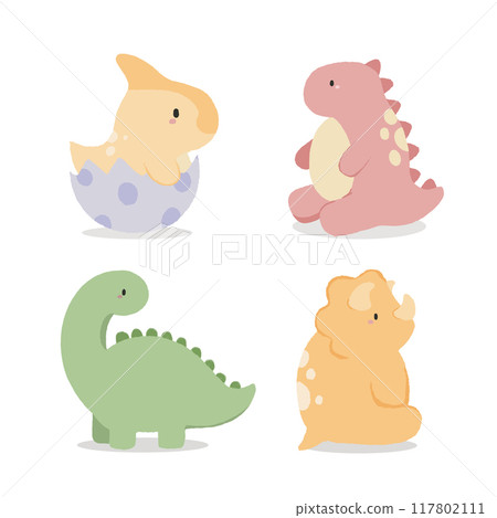 Cute little newborn dinosaur vector illustration 117802111