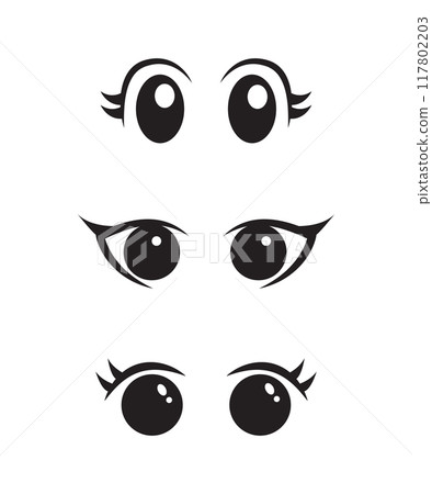 Anime eyes cartoon for element, facial expression, face and emotion 117802203