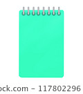 Hand-drawn illustration of a spiral notebook 117802296
