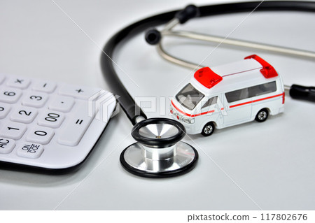 Stethoscope, calculator, medical expenses, medical insurance image Stethoscope, calculator, medical expenses, medical insurance image 117802676
