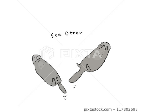 Two sea otters floating on the water, Two sea otters floating on the water, 117802695