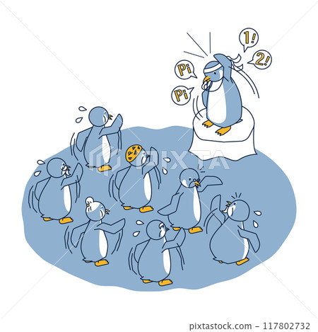 Isometric illustration of an elderly penguin exercising to extend his healthy lifespan so that he doesn't need nursing care 117802732