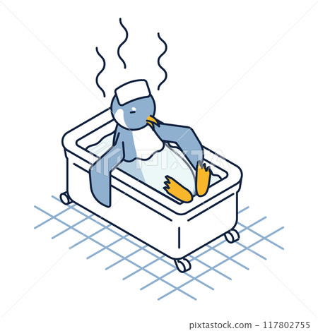 企鵝洗澡緩解一天疲勞的等軸圖 117802755