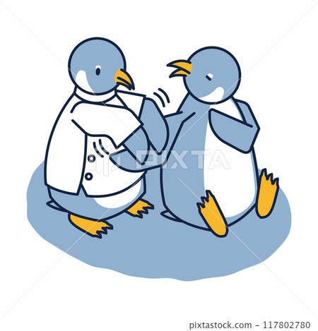 Isometric penguin getting a therapeutic massage 117802780