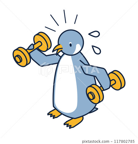 為健康努力工作的企鵝的等距 為健康努力工作的企鵝的等距 117802785