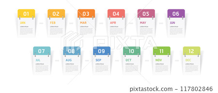 Infographic template for business. 12 Months modern Timeline element diagram calendar, 4 quarter steps vector infographic. Infographic template for business. 12 Months modern Timeline element diagram calendar, 4 quarter steps vector infographic. 117802846