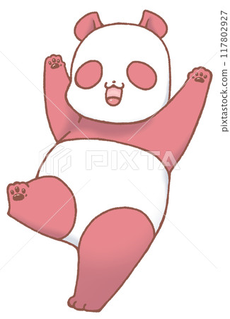 A cute panda character dancing happily (red) A cute panda character dancing happily (red) 117802927