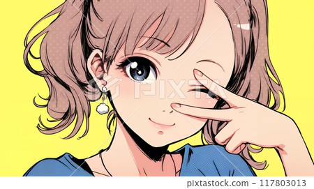 眨眼的女人:和平標誌 眨眼的女人:和平標誌 117803013