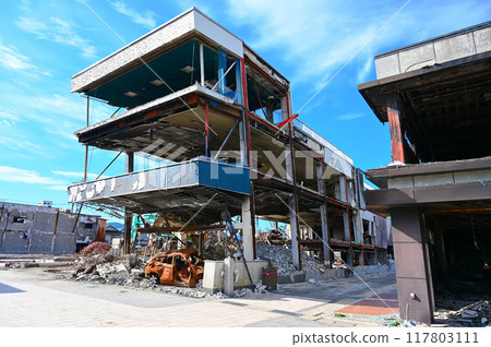 Noto Peninsula Earthquake, Burned-out Building, Morning Market Street, Wajima City Noto Peninsula Earthquake, Burned-out Building, Morning Market Street, Wajima City 117803111