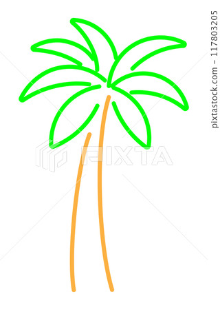 Neon color outline palm tree 117803205