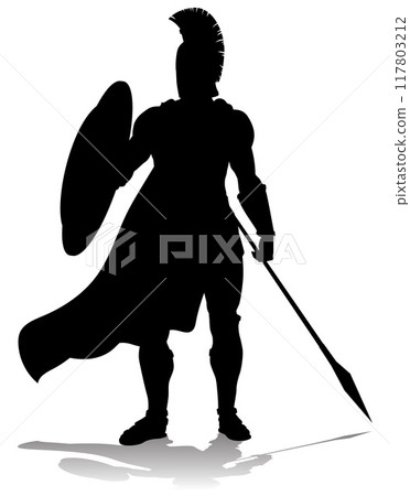 Spartan Silhouette Gladiator Trojan Greek Warrior 117803212