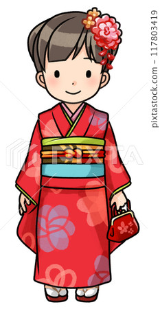 穿著七、五三和服的七歲女孩(大沼) 穿著七、五三和服的七歲女孩(大沼) 117803419