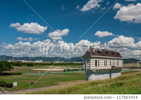 Neyagawa City Yodogawa River Park summer scenery Neyagawa City Yodogawa River Park summer scenery 117803454