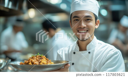 Vietnamese hall staff working with specific skills Vietnamese hall staff working with specific skills 117803621