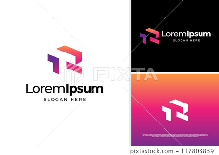 Abstract letter T and R negative space logo design template 117803839