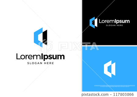 Geometric letter C house logo design template 117803866