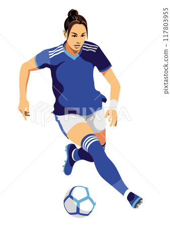 Female soccer player dribbling 117803955