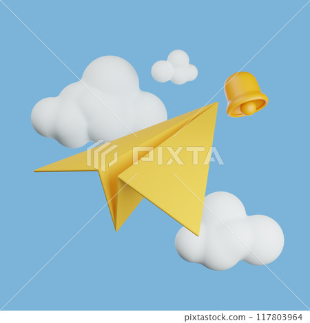 paper airplane with bell 3D graphic 117803964