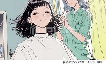 正在理髮的年輕女子 正在理髮的年輕女子 117804000