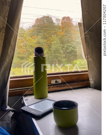 Cozy Train Compartment with Scenic View Cozy Train Compartment with Scenic View 117804207