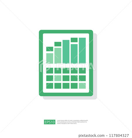 Spreadsheet icon flat illustration. Financial accounting report concept. office things for planning and accounting, analysis, audit, project management, marketing, research vector 117804327