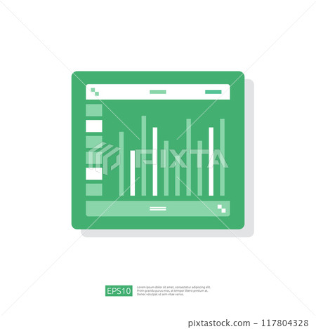 Spreadsheet icon flat illustration. Financial accounting report concept. office things for planning and accounting, analysis, audit, project management, marketing, research vector 117804328