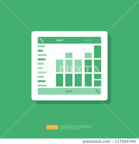 Spreadsheet icon flat illustration. Financial accounting report concept. office things for planning and accounting, analysis, audit, project management, marketing, research vector 117804340