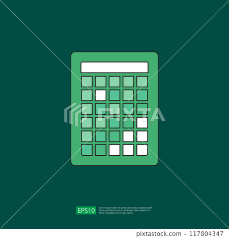 Spreadsheet flat outline icon flat illustration. Financial accounting report concept. office things for planning and accounting, analysis, audit, project management, marketing, research vector 117804347