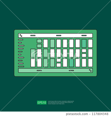 Spreadsheet flat outline icon flat illustration. Financial accounting report concept. office things for planning and accounting, analysis, audit, project management, marketing, research vector Spreadsheet flat outline icon flat illustration. Financial accounting report concept. office things for planning and accounting, analysis, audit, project management, marketing, research vector 117804348