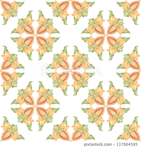 Hand drawn watercolor Russian traditional ornament seamless pattern isolated on white background. Illustration can be used for textile, fabric, scrapbook and other printed products. Hand drawn watercolor Russian traditional ornament seamless pattern isolated on white background. Illustration can be used for textile, fabric, scrapbook and other printed products. 117804585