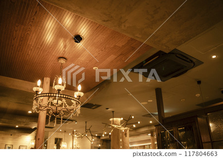 咖啡廳的古董吊燈照明 117804663