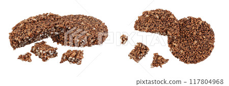 amaranth cookies with carob isolated on white background with full depth of field. Healthy food. 117804968