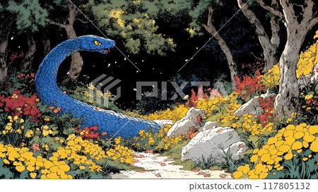 新年賀卡的流行蛇插畫 117805132